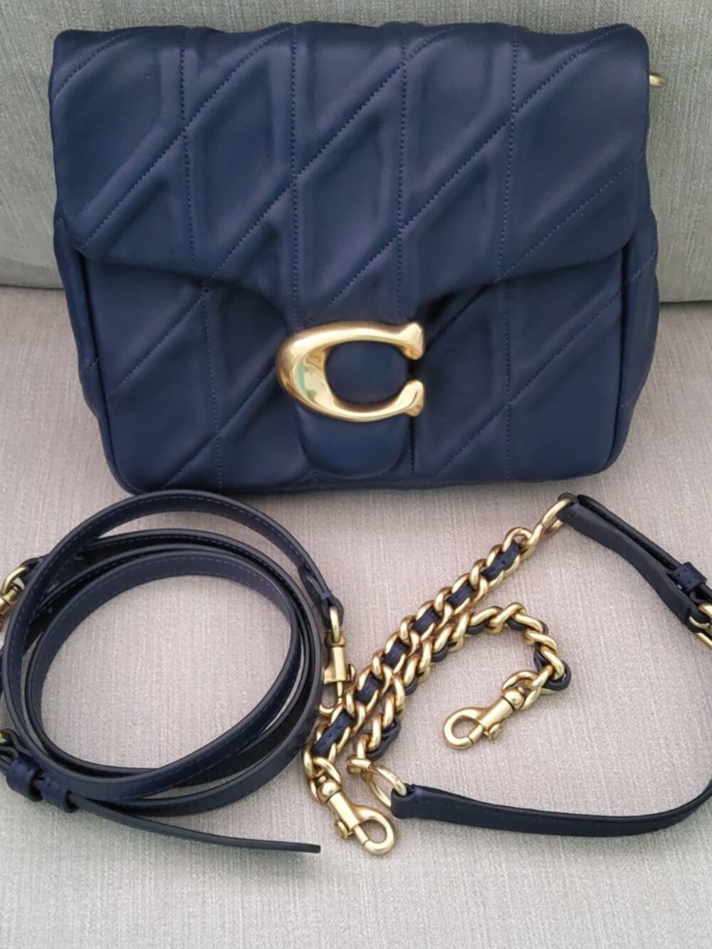 Like New Coach Times Square Quilted Tabby in Navy CW629